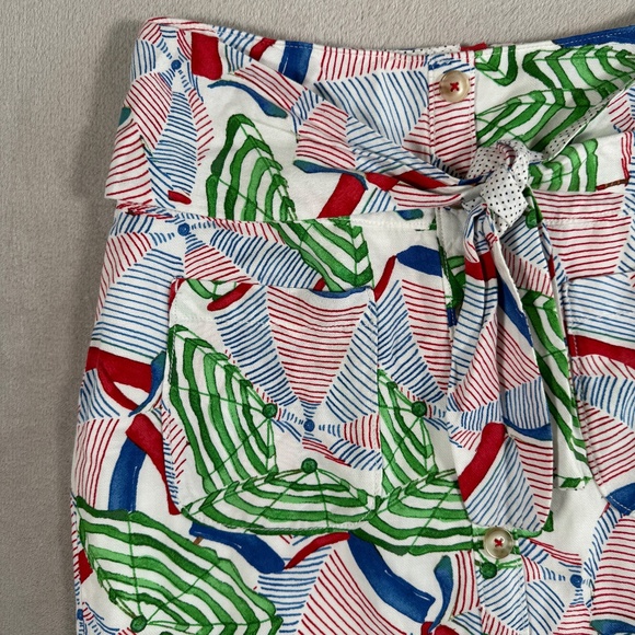 Conversations Anthropologie Skirt Womens 6 Umbrella Print Buttoned Linen Blend - Picture 3 of 13